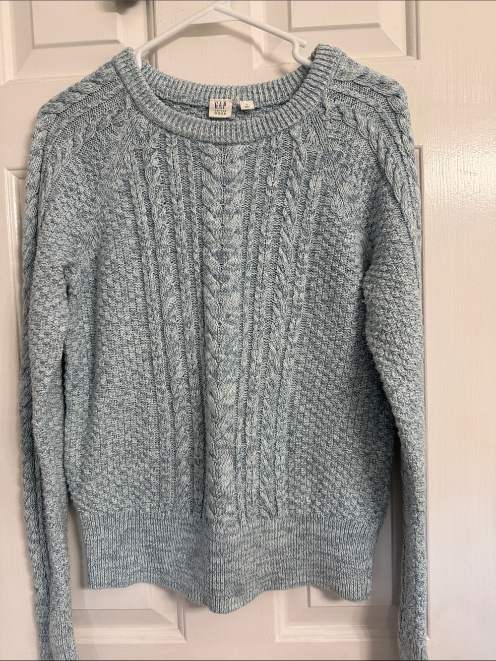 GAP Soft Blue Cable-Knit Crewneck Sweater